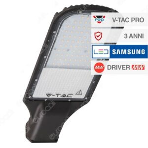 Armatura Stradale LED 50W Luce Natura 4000°K 5000 Lumen Reattore Meanwell Chip Samsung